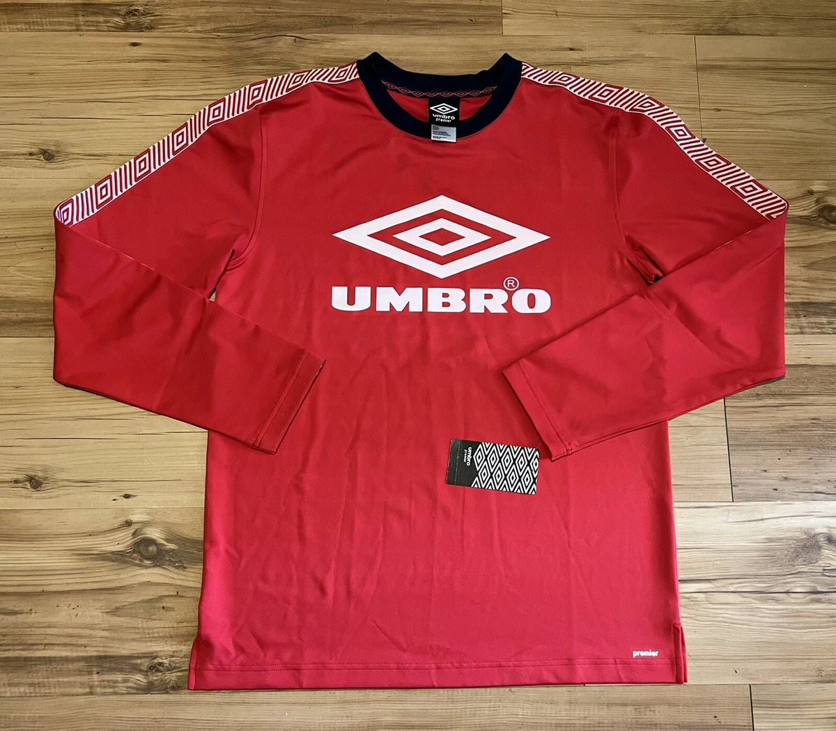 Umbro Premier Long Sleeve Red Shirt Front