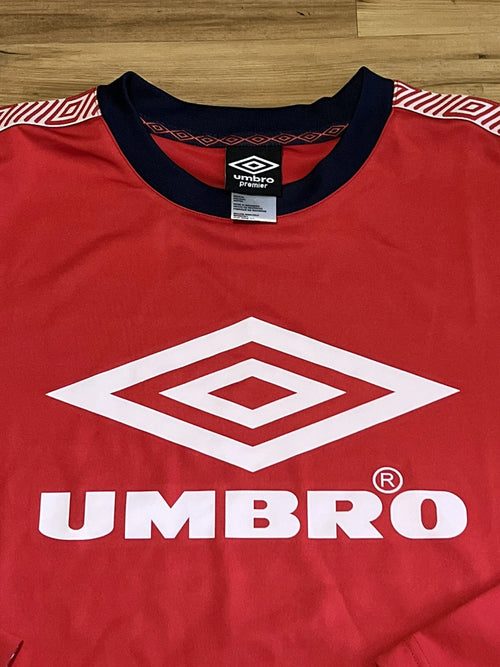 Umbro Premier Long Sleeve Red Shirt Full View