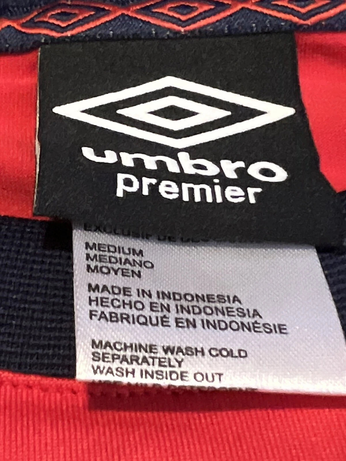 Umbro Premier Long Sleeve Red Shirt Label