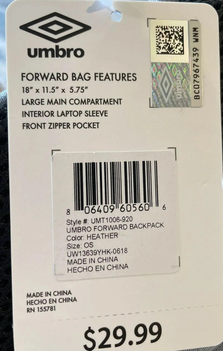 Umbro Forward Backpack Tag