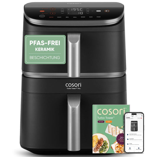 COSORI Turbo Tower Pro Smart Air Fryer 10.8L Grey Silver